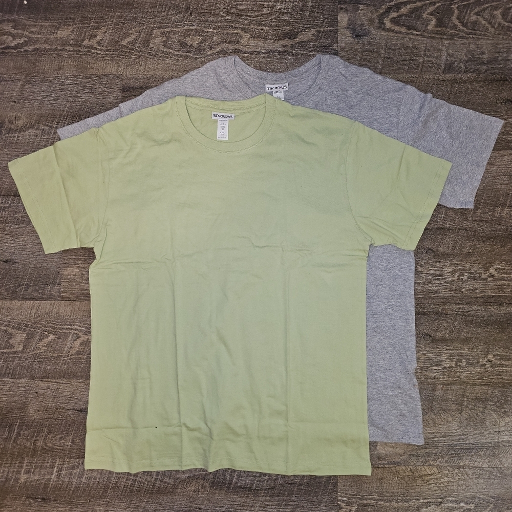 Green and Gray Short Sleeve Tees Soft Cotton Blend